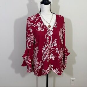 VINCE COMUTO tunic in a beautiful burgundy with white in med